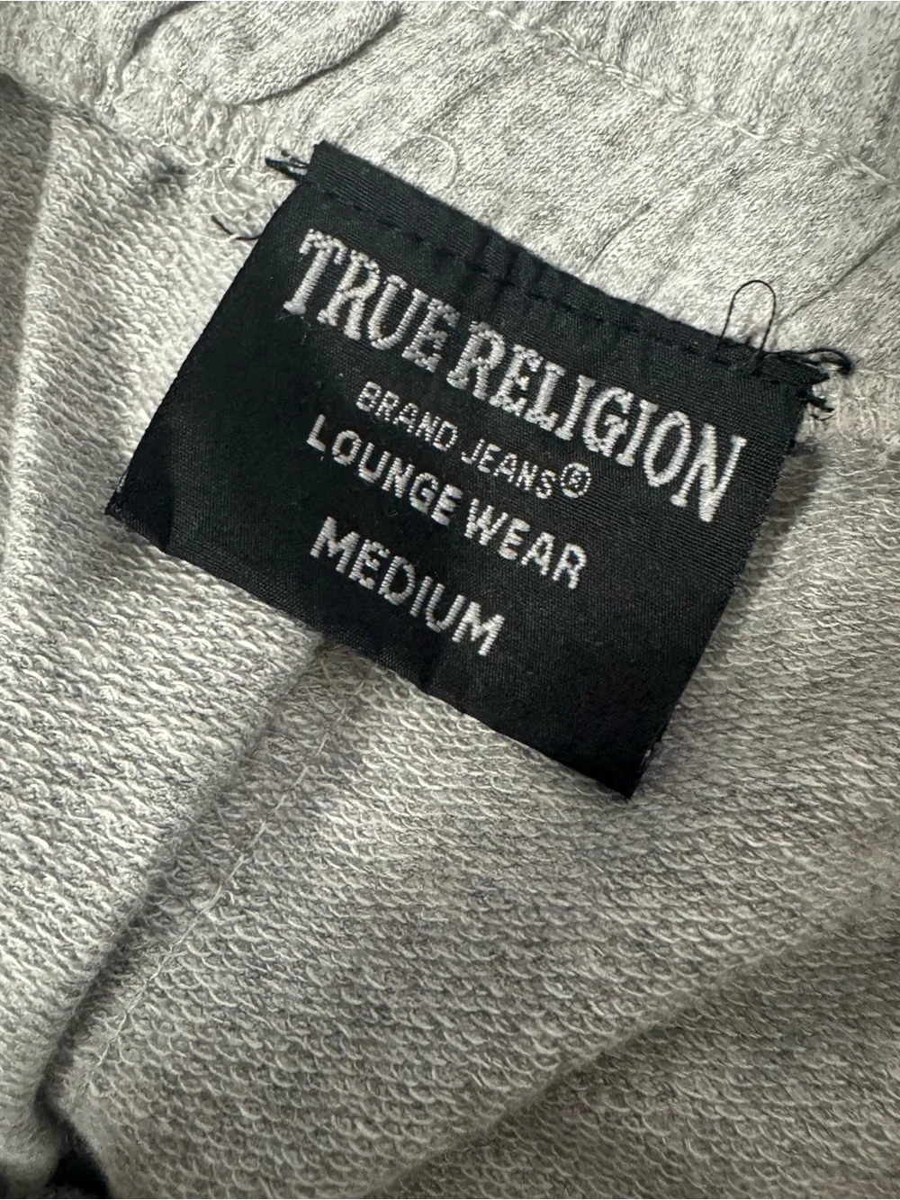 True Religion Loungewear Men Medium Black Logo Light Gray Joggers NWT Casual